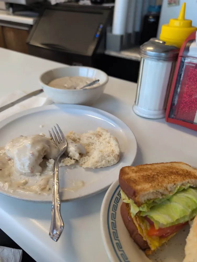 Biscuits and Gravy and Egg Sandwich